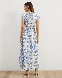 Atmos&Here - Anna Tie Front Linen Blend Maxi Dress