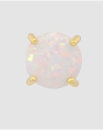 Georgini - Georgini Opal Glow White Created Opal Stud Gold Earrings