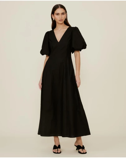 The Fated - Puff Sleeve Midi Dress