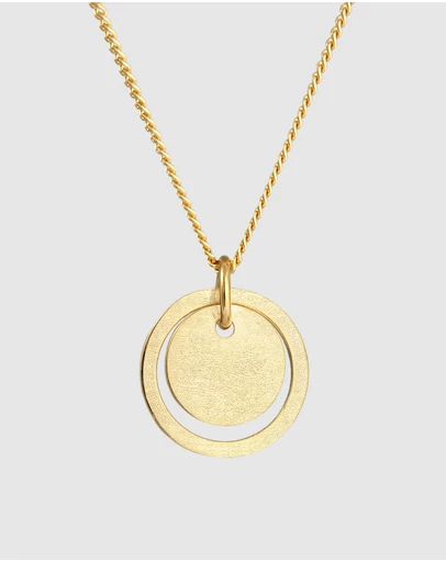 Elli Jewelry - Necklace Circle Pendant Geo Trend Matt Basic in 925 Sterling Silver Gold Plated