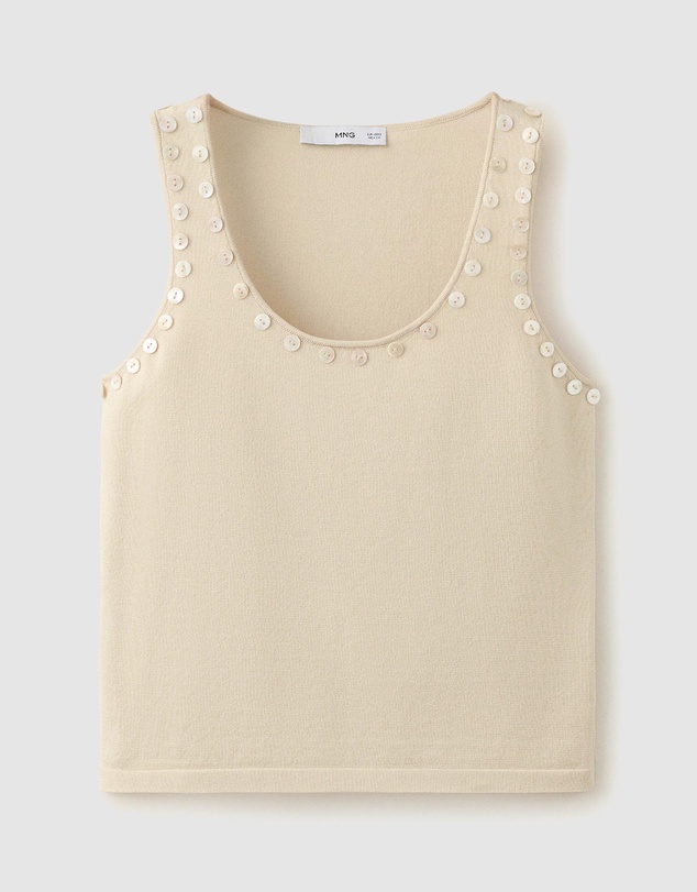 M.N.G - Sleeveless Top with Decorative Buttons
