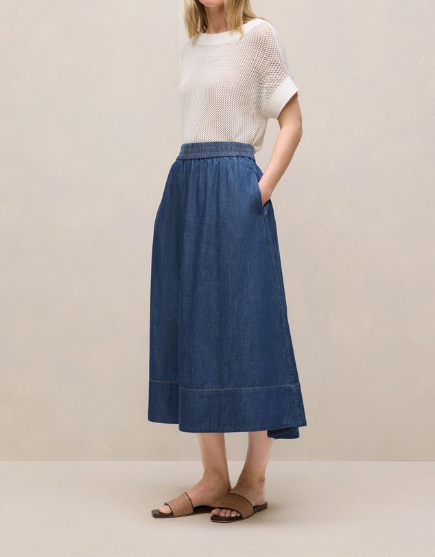 Trenery - Soft Denim Skirt in Mid Blue