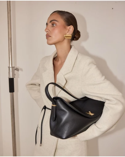 VESTIRSI - Sloane Large Black Leather Top Handle Crossbody