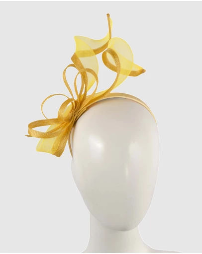 Max Alexander - Small Yellow Sinamay Loops Fascinator