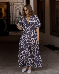 ALEXANDRA - Kitto Dress Navy Geo Print