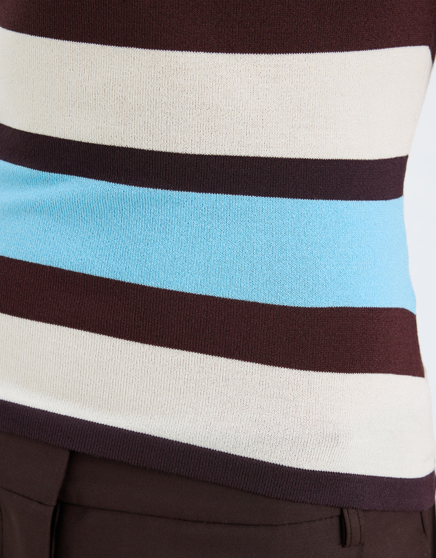 Calli - Andrea Stripe Knit Cowl Neck Top