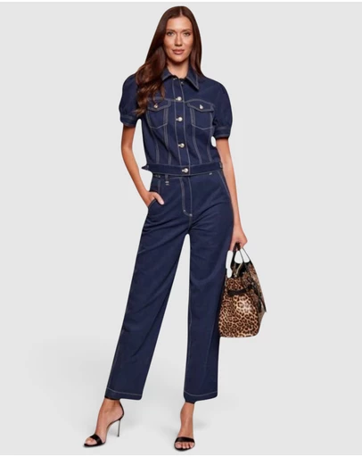 GUESS - High-Rise Coreline Contrast Stitch Skater Straight Leg Pants