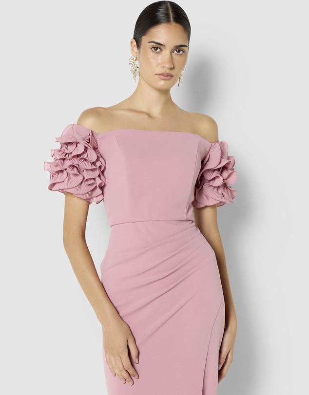Montique - Diana Ruffle Sleeve Gown