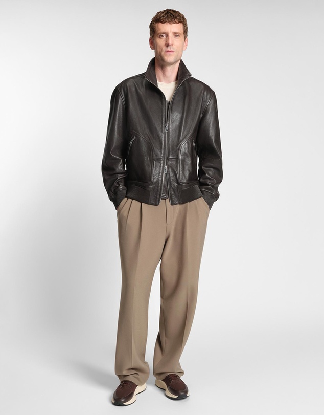 BOSS - Nappa-Leather Jacket With Two-Way Zip