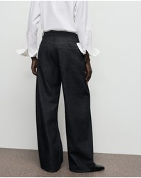 M.N.G - Wide-Leg Pleated Denim Trousers