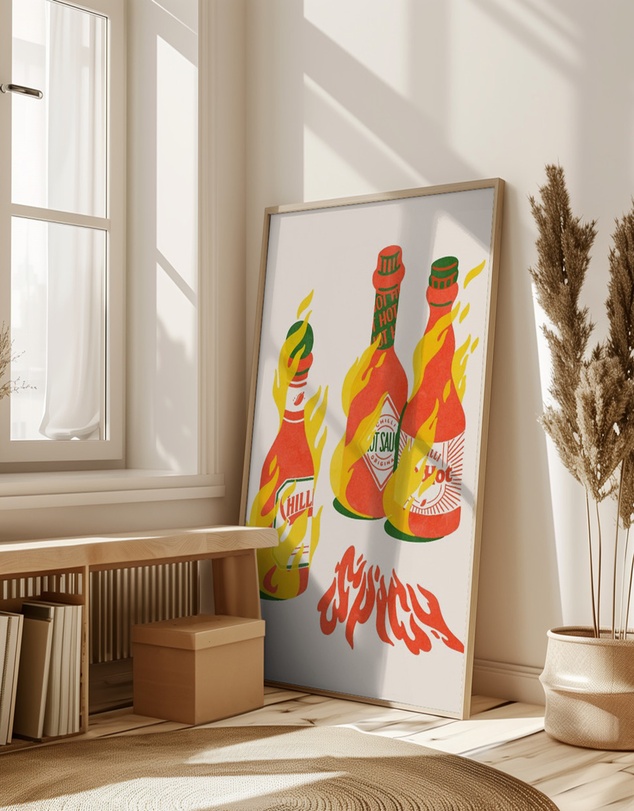 Olive et Oriel - Spicy Hot Sauces by Arte Koola Art Print
