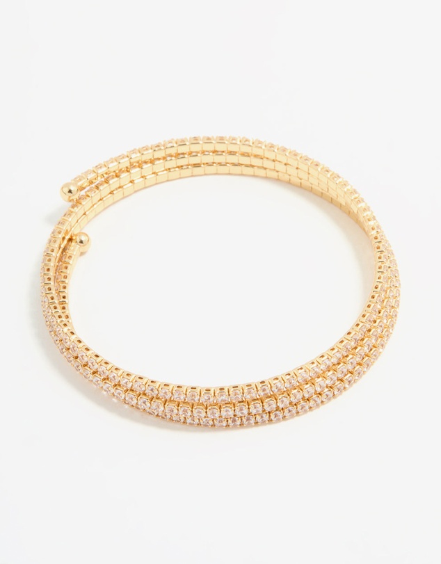 Lovisa - Gold Plated Diamante Triple Cupchain Wrist Cuff