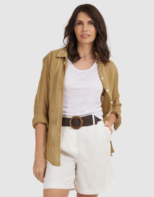 CAMIXA - Crinkle Oversized Linen Shirt