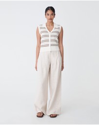 Forcast - Kaia Striped Collared Top
