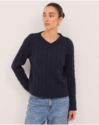 Calli - Leo Wool Blend Cable Knit Jumper