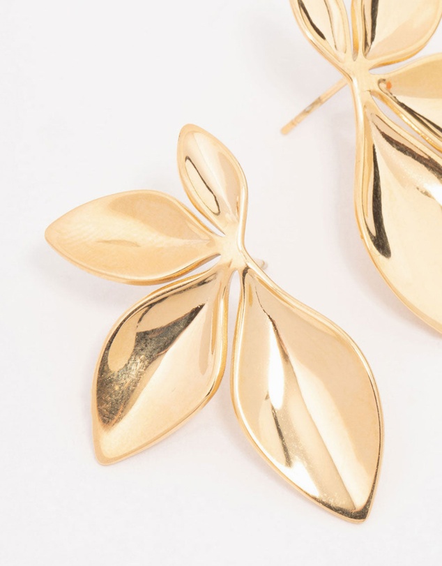 Lovisa - Waterproof Gold Plated Stainless Steel Leaf Cluster Stud Earrings