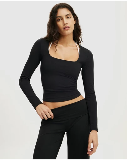 Cotton On Body Active - Ultra Soft Square Neck Long Sleeve Top