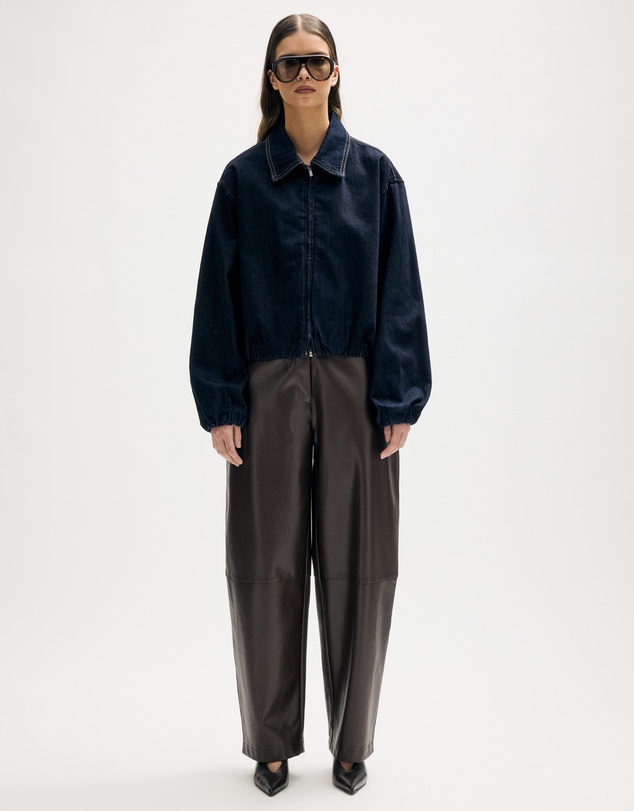 Minima Esenciales - Mara Bubble Hem Denim Bomber Jacket