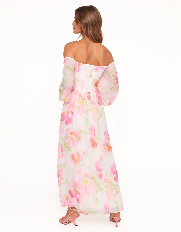 Petal & Pup - Chantel Off Shoulder Maxi Dress - Pink Garden Floral