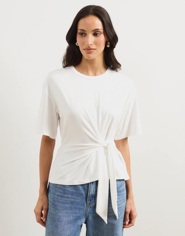 Atmos&Here - Rose Short Sleeve Tie Waist Top