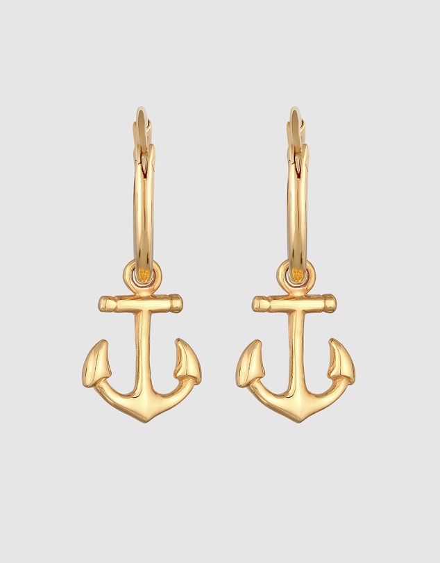 Elli Jewelry - Anchor Hoop Earrings in Gold-Plated 925 Silver