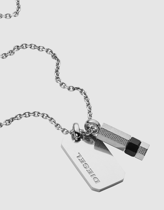 Diesel - Double Pendant Silver-Tone Necklace