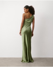 Six Stories - Cowl Front Asymmetrical Satin Bridesmaid Dress