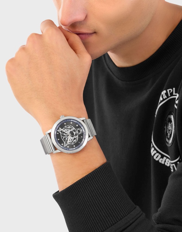 Plein Sport - PLEIN IRON TIGER 44mm White Silver dial and Silver-tone bracelet