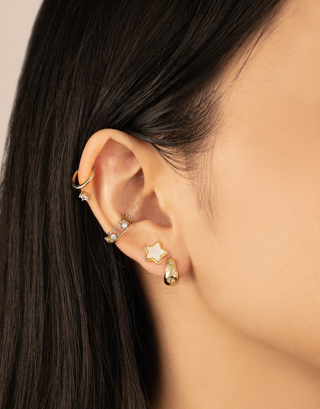 Wanderlust + Co - Teardrop Constellation 7mm Baby Huggie Earrings