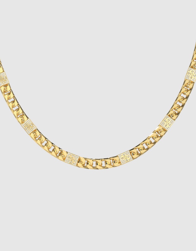 GUESS - Gold-Tone 4G Curb Chain Pave Necklace
