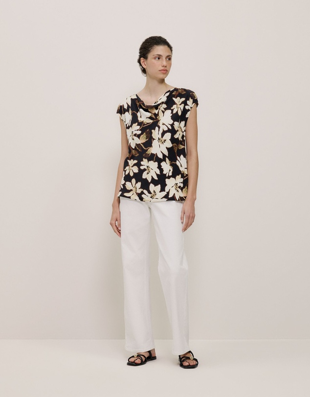 Trenery - Calais Floral Cap Sleeve Top in Black