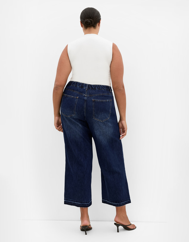 City Chic - Plus size Harley Fit Avery Wide Leg Crop Jean - dark wash