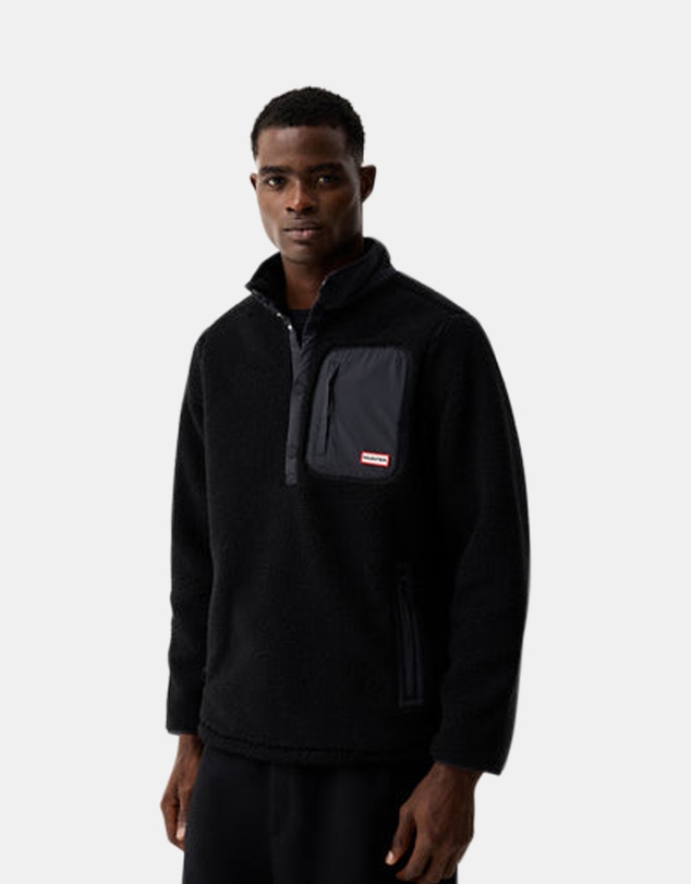 Hunter - Athol Half Zip Borg Fleece Jacket Black