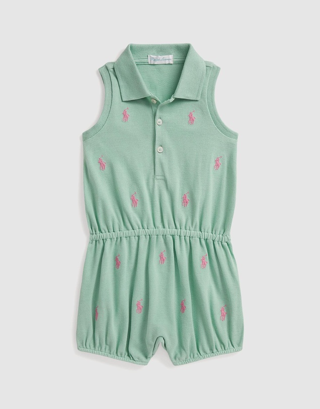 Polo Ralph Lauren - Polo Pony Cotton Mesh Bubble Shortall - Babies