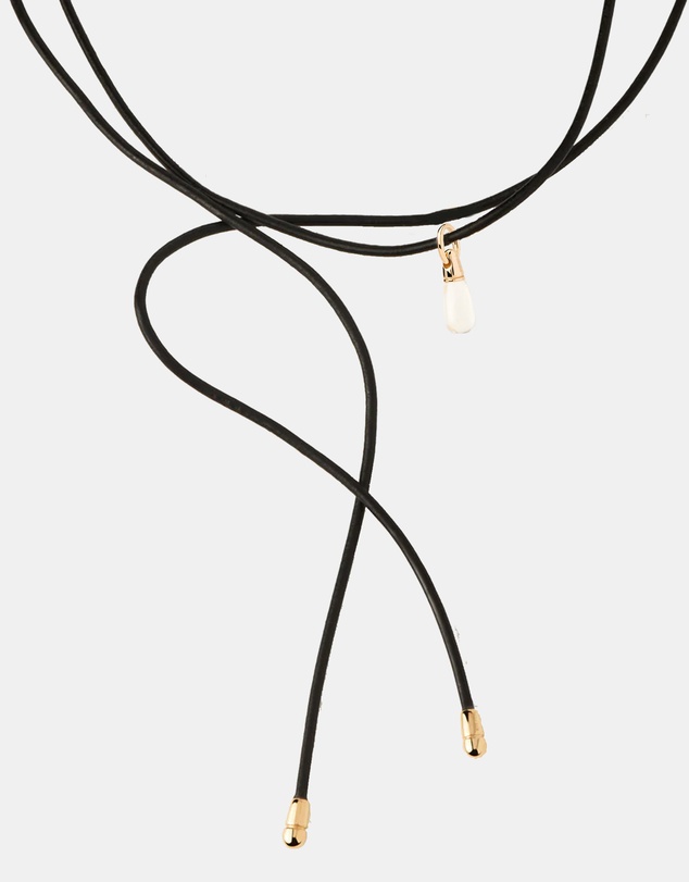 PDPAOLA - Rock Crystal Drop Pendant Leather Necklace