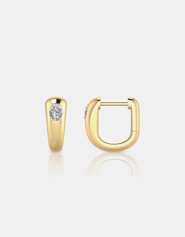 Zoe Olivia - 9K Gold Oval Lab Grown Diamond Huggie Earrings