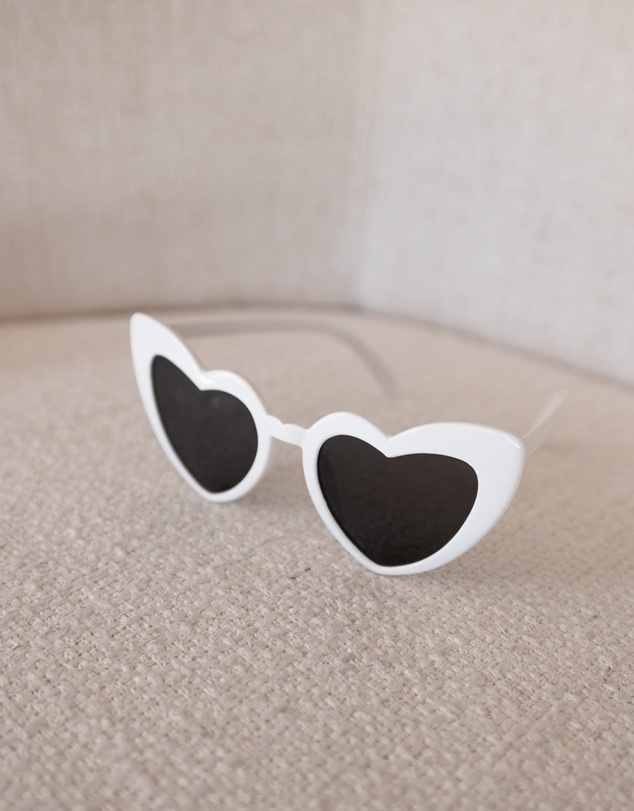 The White Collection - Stella - Modern White Love Heart Sunglasses
