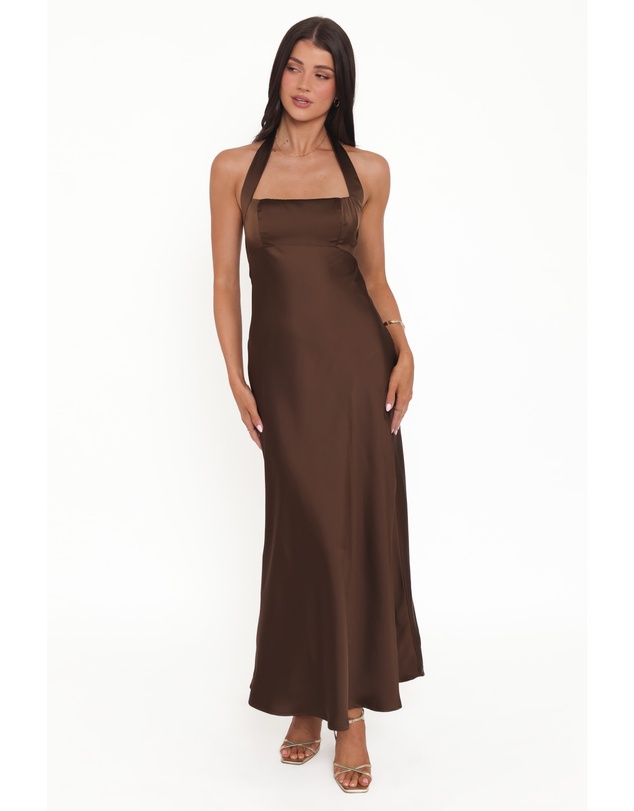Petal & Pup - Nakita Halterneck Maxi Dress - Brown