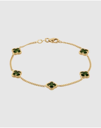 Elli Jewelry - Bracelet Cloverleaf Symbol 925 Sterling Silver Gold-Plated