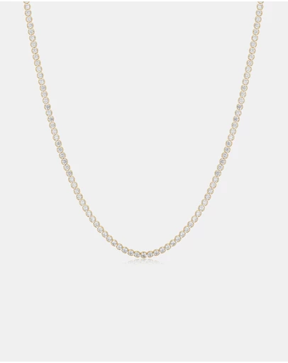 Ania Haie - Gold Half-Bezel Round Tennis Necklace