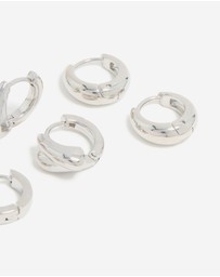 Lovisa - Waterproof Stainless Steel Chunky Huggie Earrings 3-Pack