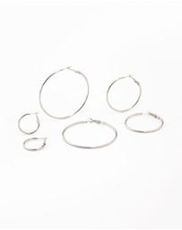 Lovisa - Waterproof Stainless Steel Thin Hoop Earrings 3-Pack