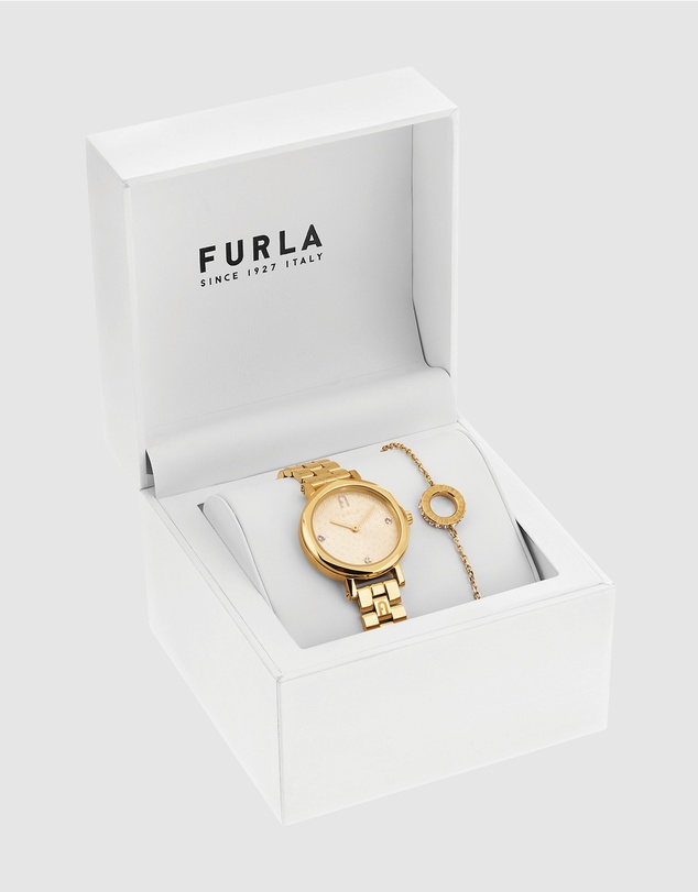 Furla - Petite Shape Gold-Tone Watch & Bracelet Gift Set