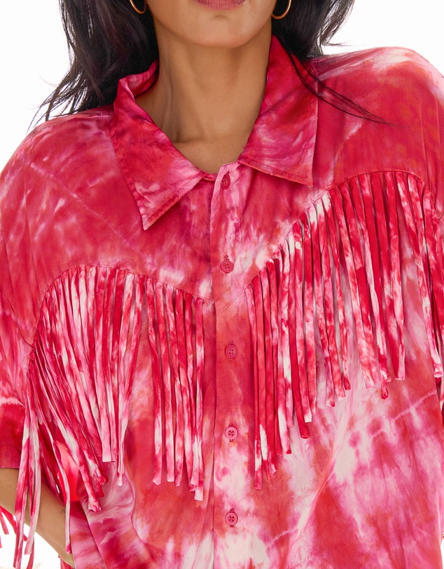 THE TALES - Ibiza Sky Silk Fringed Shirt