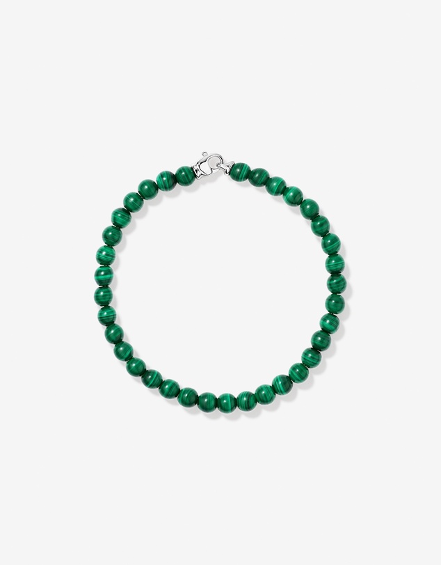 Michael Hill - 21cm Malachite Bead Bracelet in Sterling Silver
