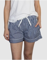 Sant And Abel - Women's Hepburn Gingham Navy Boxer Shorts