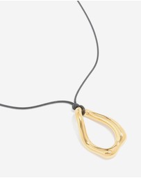 Lovisa - Waterproof Gold Plated Stainless Steel Large Open Pendant Cord Necklace