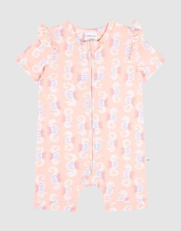 Kynd Baby - Frill Short Sleeve Onesie in Seahorse