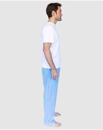 Sant And Abel - Men's Hepburn Gingham Light Blue PJ Pants