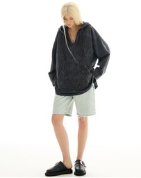 THE TALES - Textured Flower Embroidered Hoodie Jacket